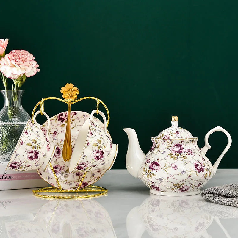 Service à thé en porcelaine anglaise deluxe verte Ma Théière